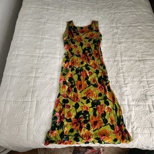 Vibrant floral print vintage party dress - USED / SMALL.